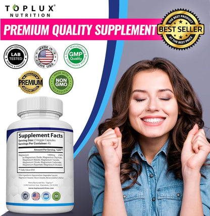 Magnesium Complex Supplement: 1000Mg of 8-Element Magnesium, 90 Capsules