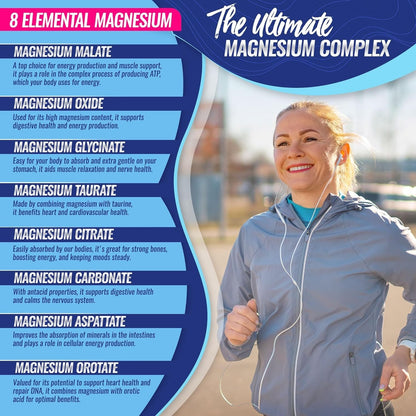Magnesium Complex Supplement: 1000Mg of 8-Element Magnesium, 90 Capsules